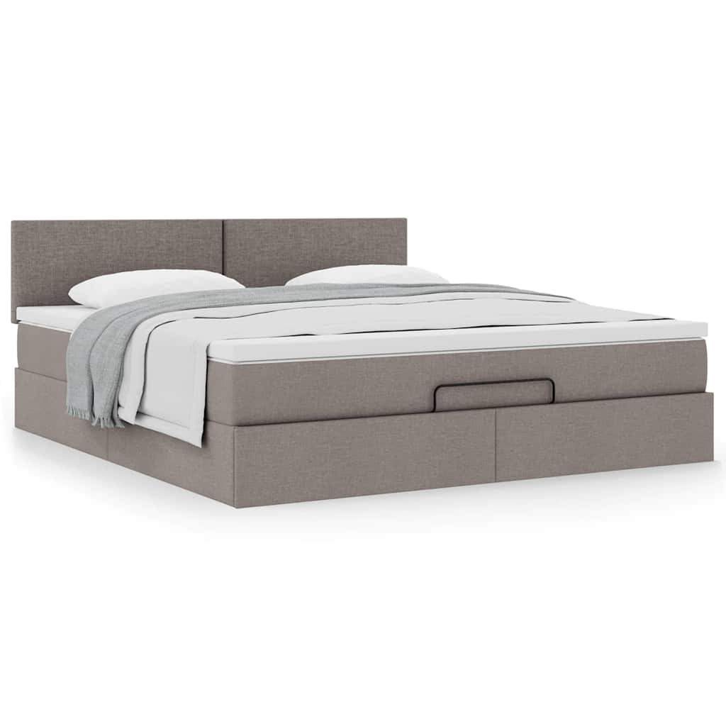 Ottoman-Bett Mit Matratze Stoff Taupe