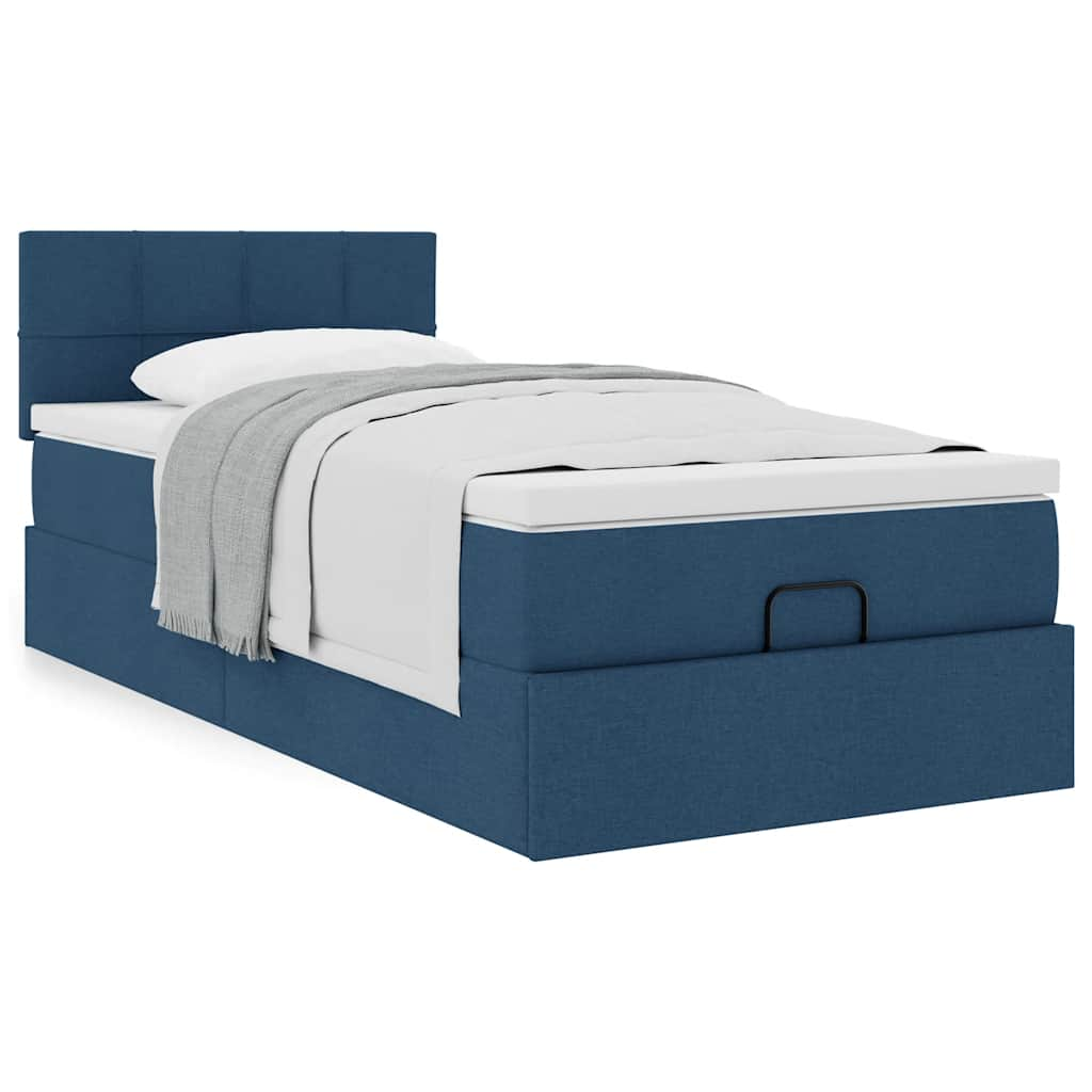 Ottoman-Bett Mit Matratze Stoff Blau