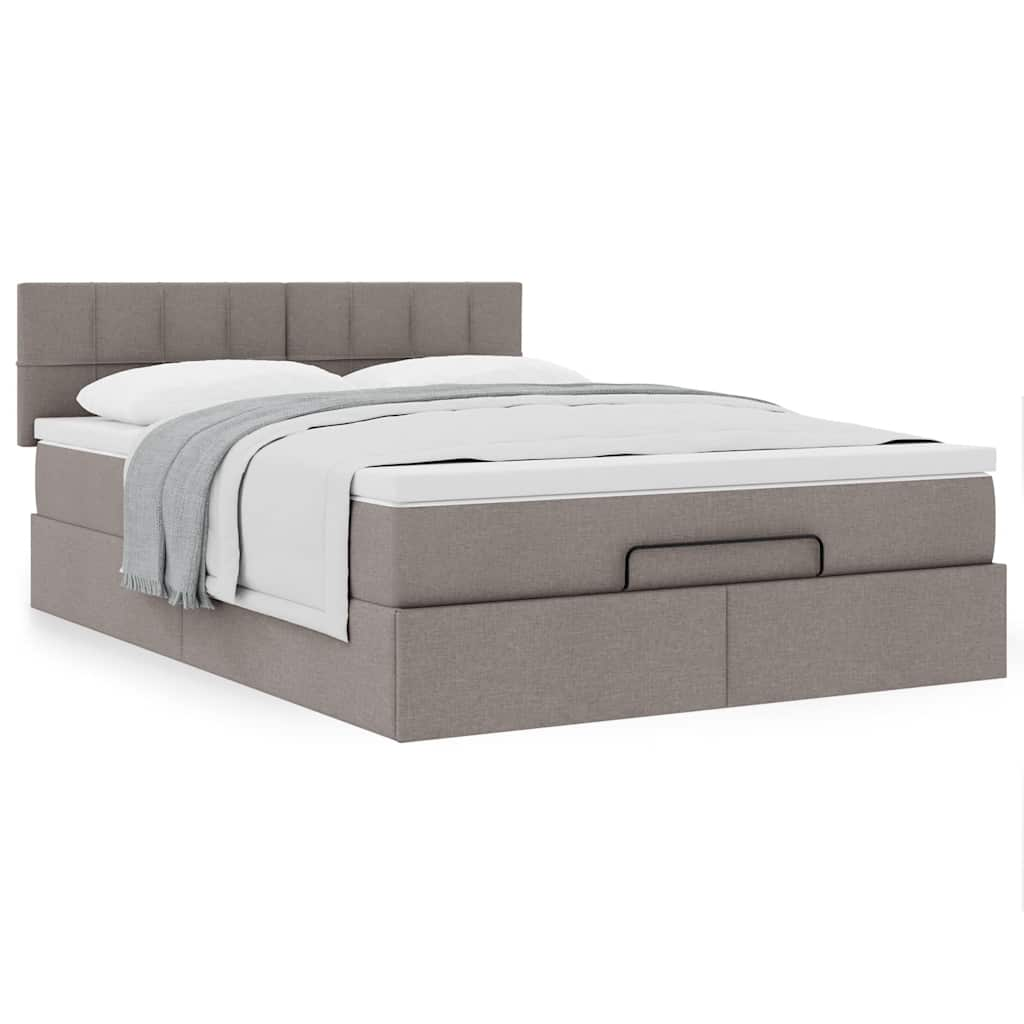 Ottoman-Bett Mit Matratze Stoff Taupe