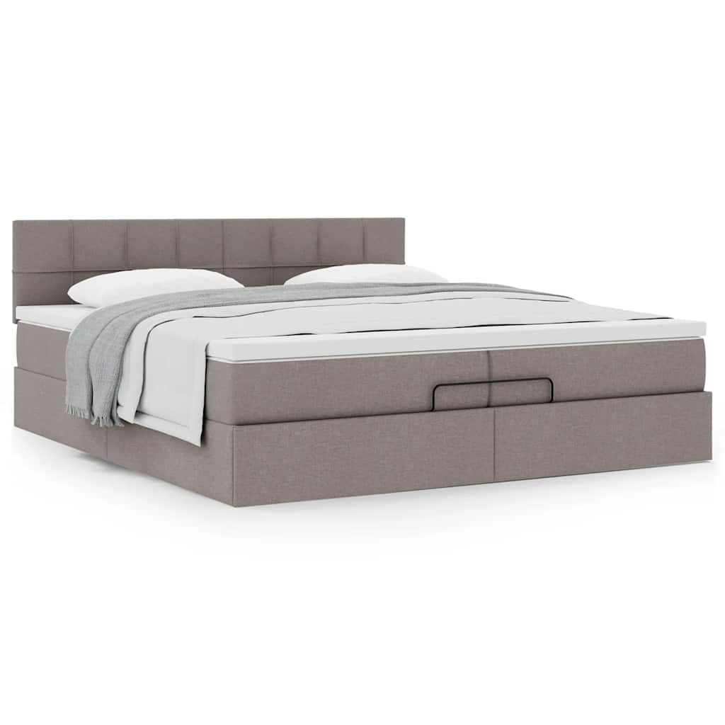 Ottoman-Bett Mit Matratze Stoff Taupe