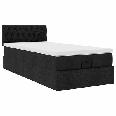 Ottoman-Bett Mit Matratze Stoff Schwarz