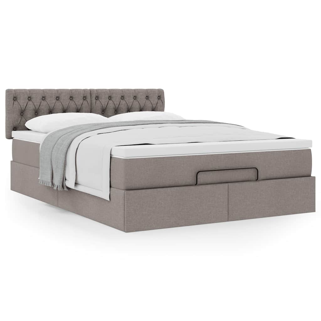 Ottoman-Bett Mit Matratze Stoff Taupe