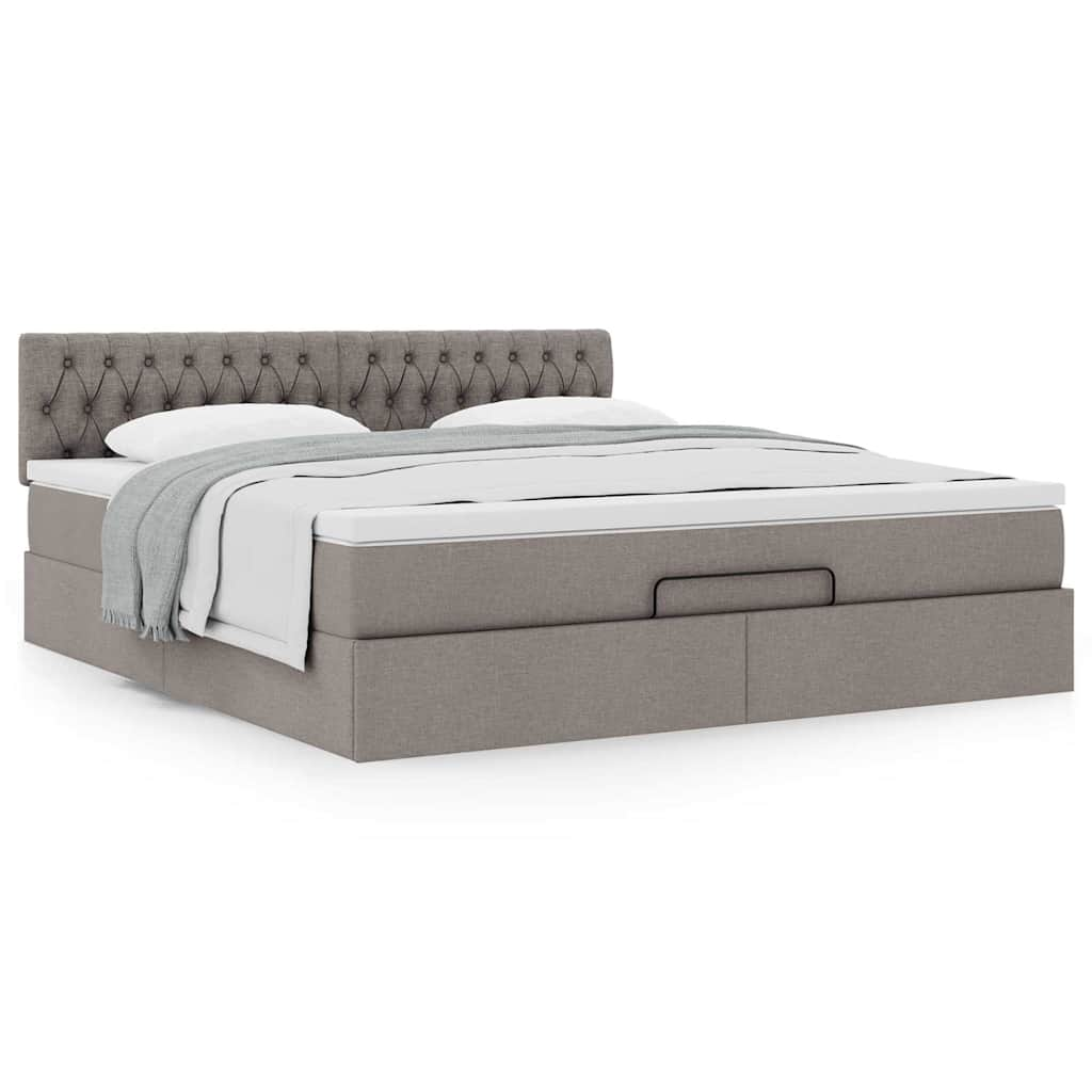 Ottoman-Bett Mit Matratze Stoff Taupe