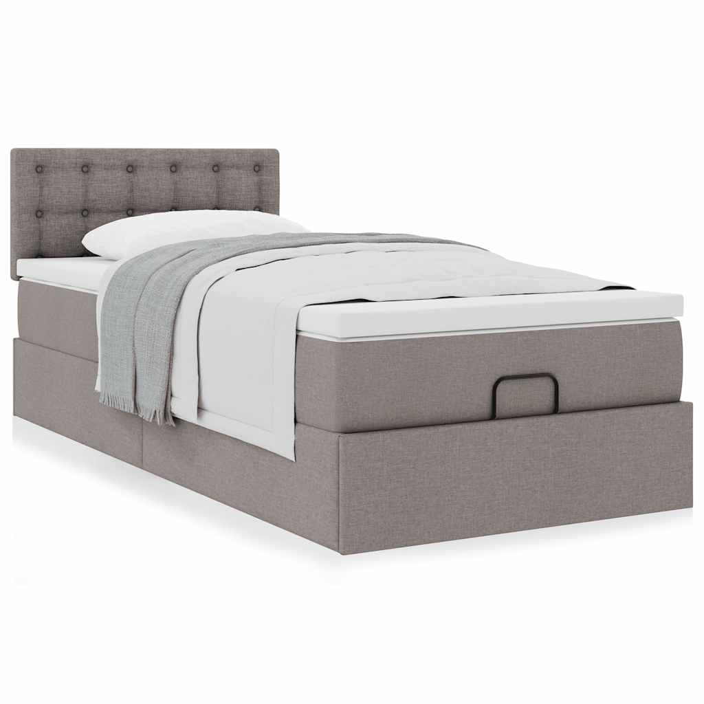 Ottoman-Bett Mit Matratze Stoff Taupe