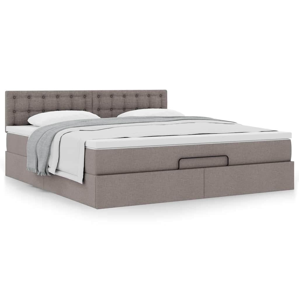 Ottoman-Bett Mit Matratze Stoff Taupe