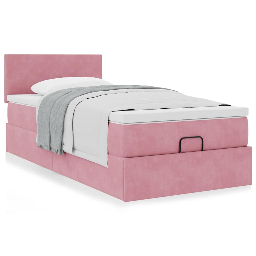 Ottoman-Bett Mit Matratze Samt Rosa