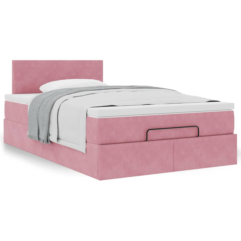 Ottoman-Bett Mit Matratze Samt Rosa