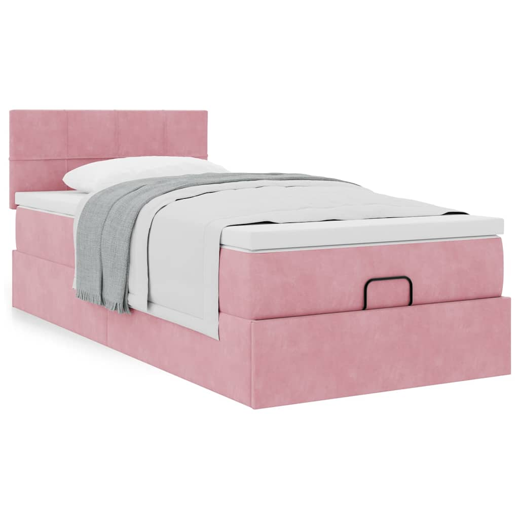 Ottoman-Bett Mit Matratze Samt Rosa