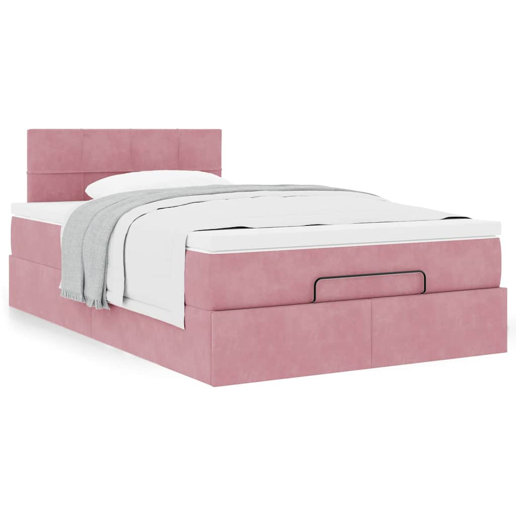 Ottoman-Bett Mit Matratze Samt Rosa