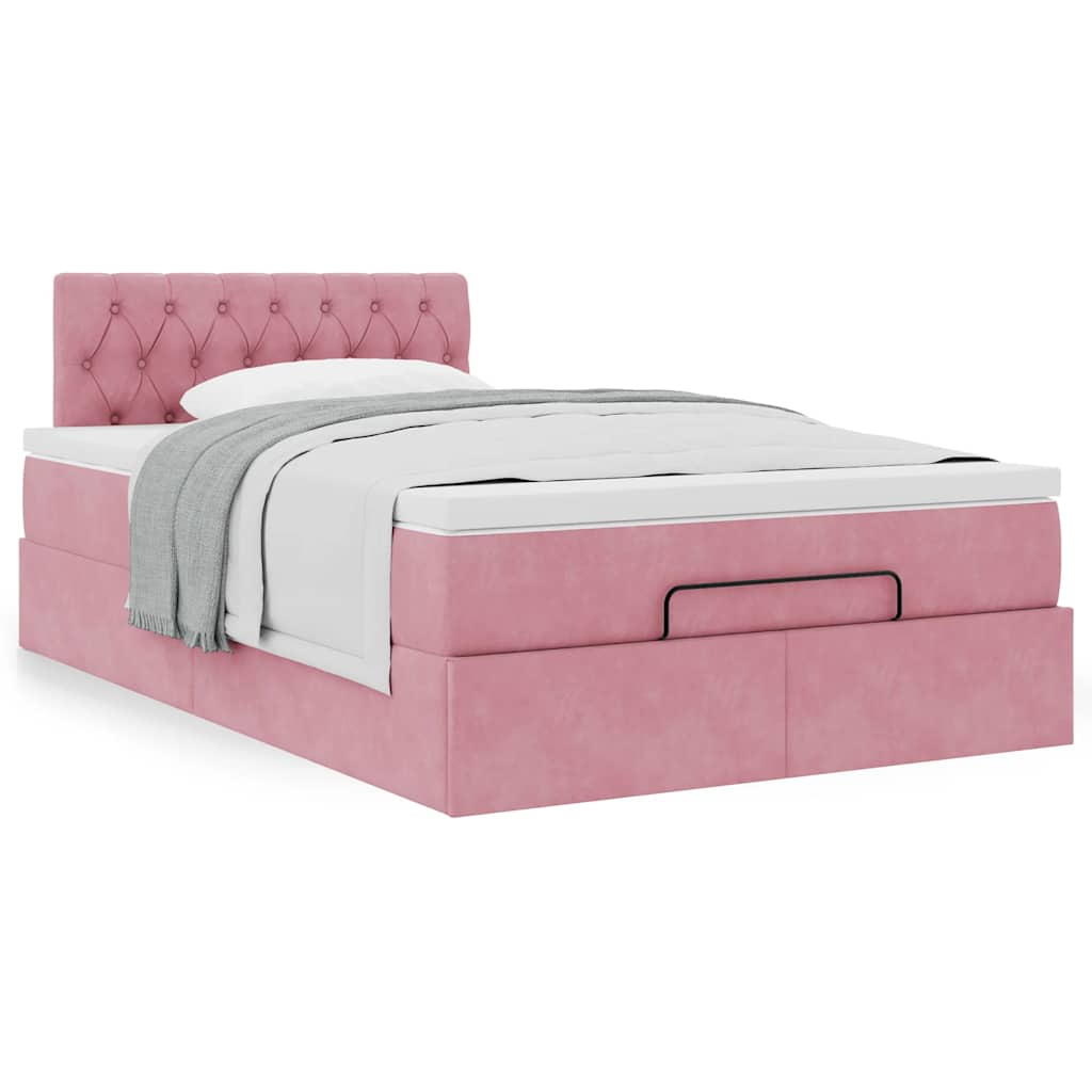 Ottoman-Bett Mit Matratze Samt Rosa