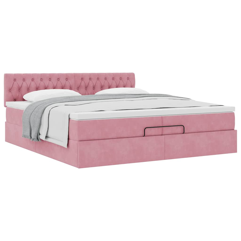 Ottoman-Bett Mit Matratze Samt Rosa