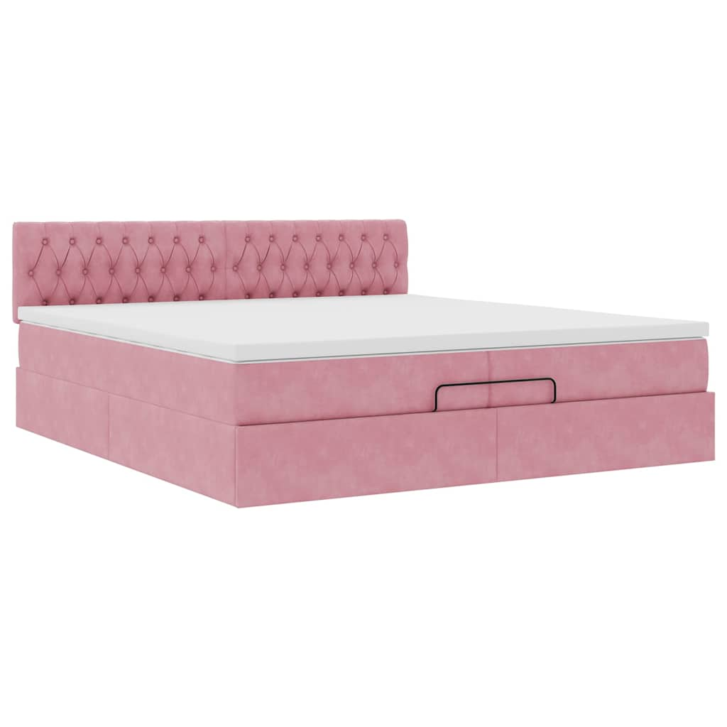 Ottoman-Bett Mit Matratze Samt Rosa