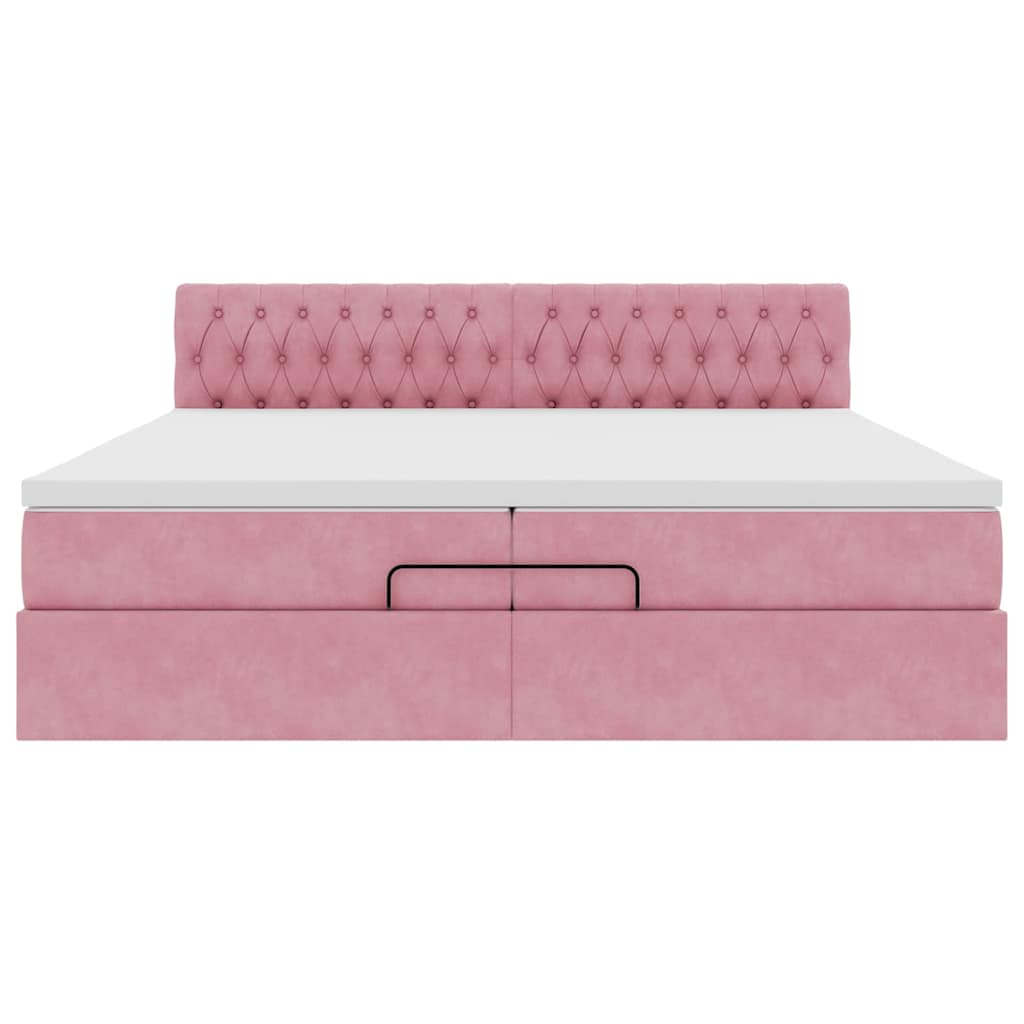 Ottoman-Bett Mit Matratze Samt Rosa