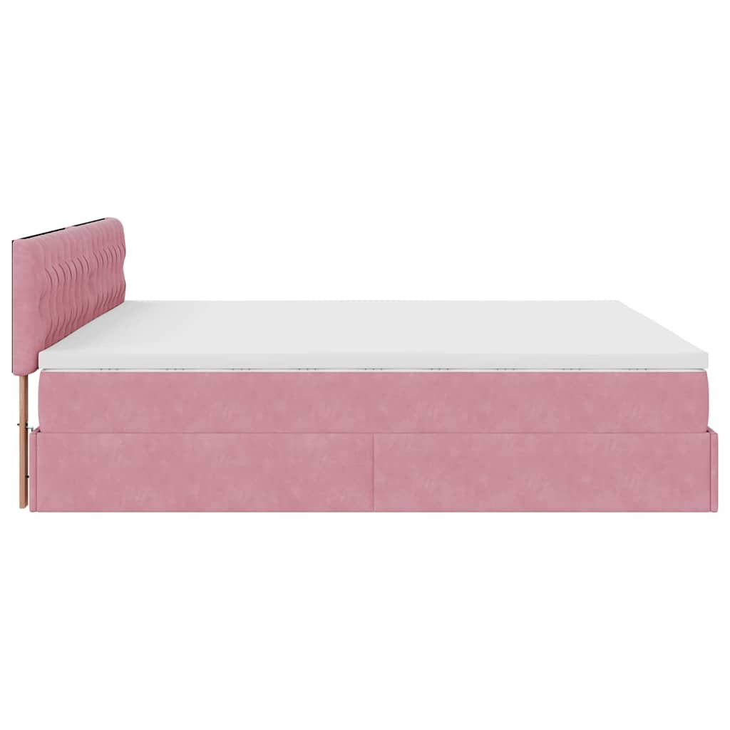 Ottoman-Bett Mit Matratze Samt Rosa