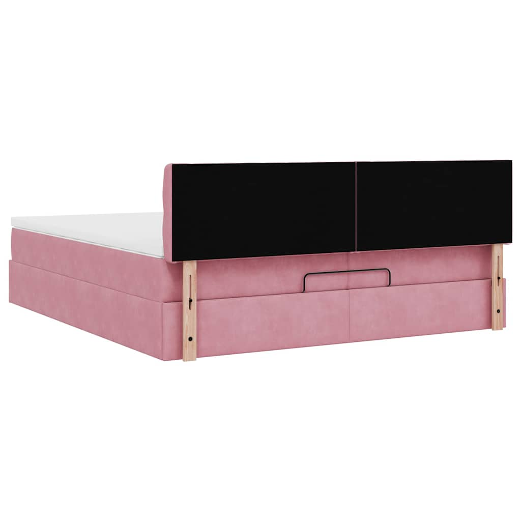 Ottoman-Bett Mit Matratze Samt Rosa