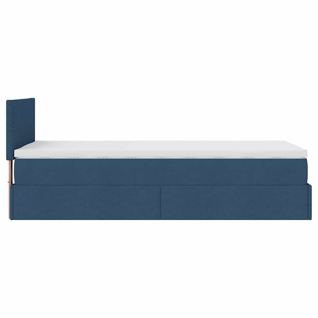 Ottoman-Bett Mit Matratze & Leds Stoff Blau