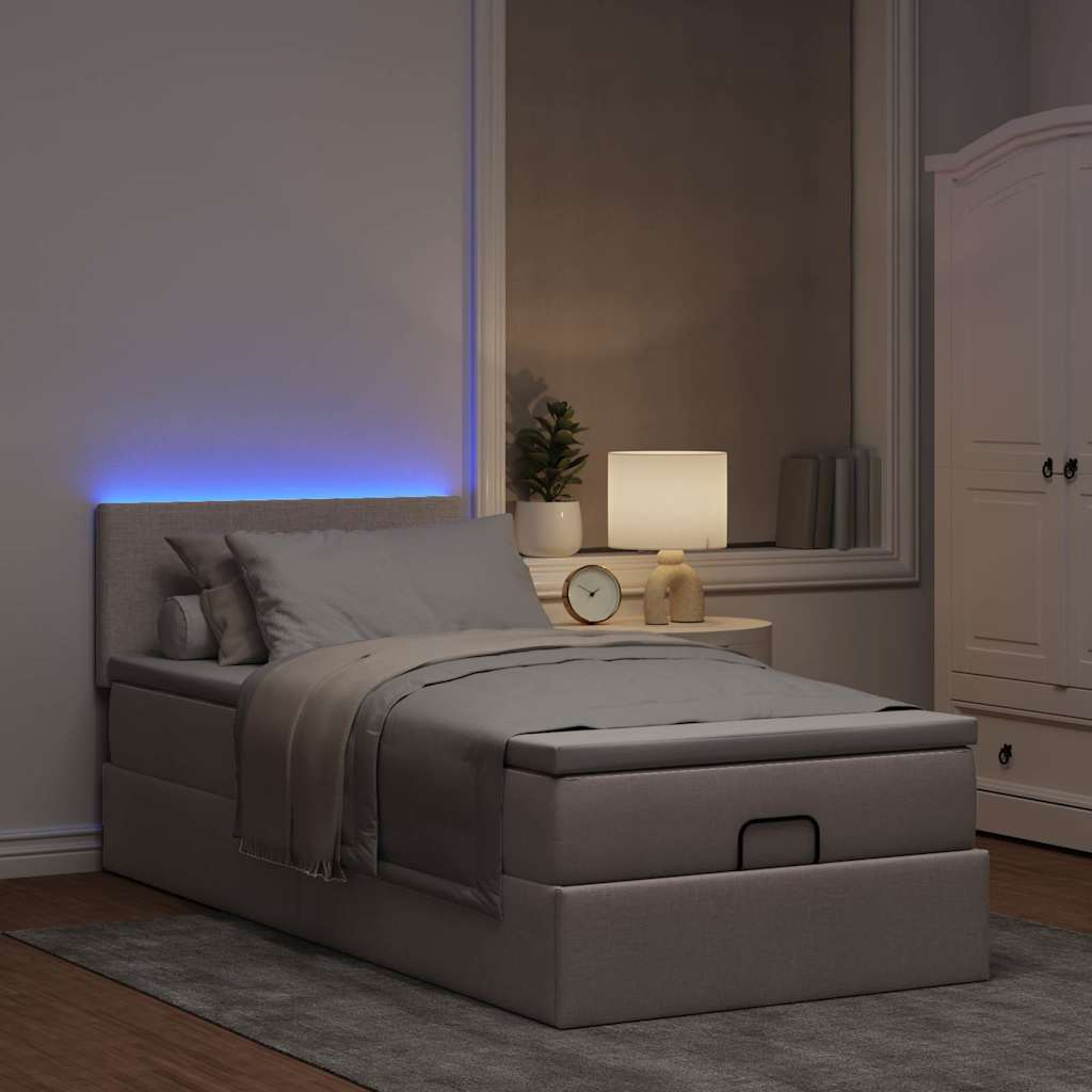 Ottoman-Bett Mit Matratze & Leds Stoff Taupe