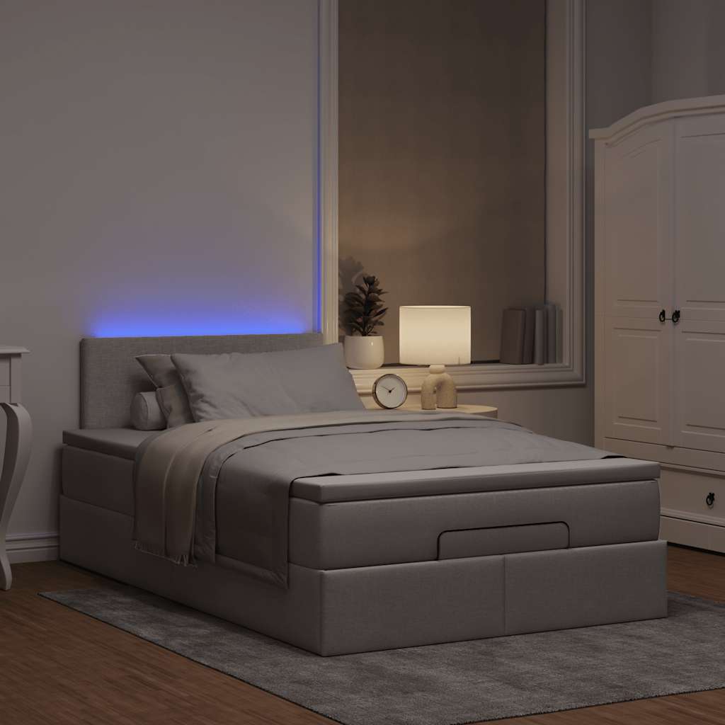 Ottoman-Bett Mit Matratze & Leds Stoff Taupe