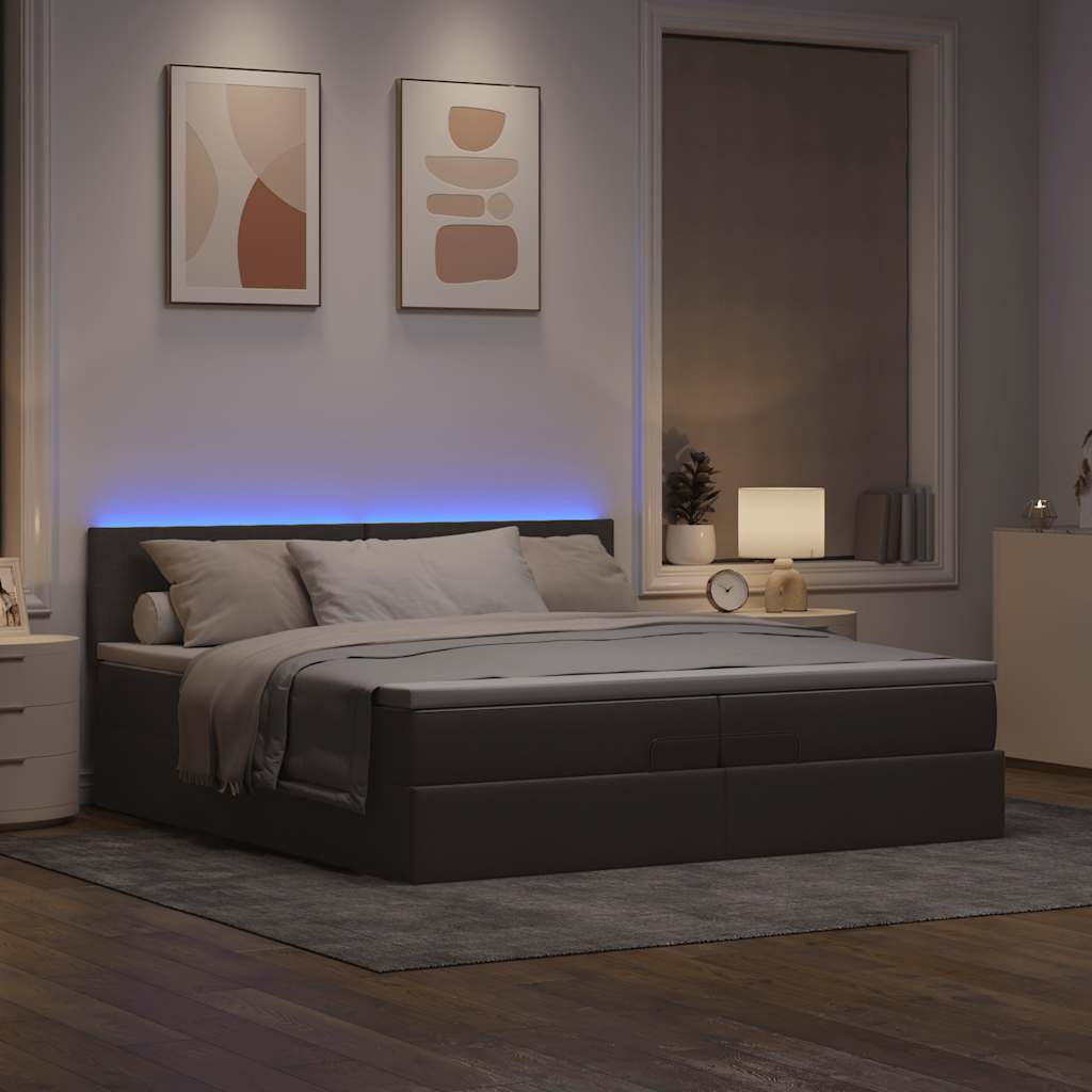 Ottoman-Bett Mit Matratze & Leds Stoff Taupe