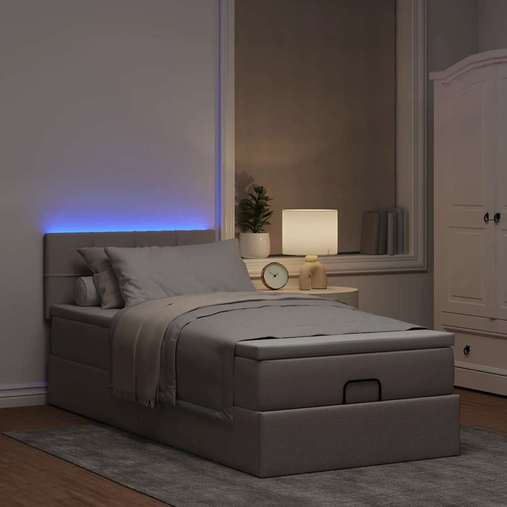 Ottoman-Bett Mit Matratze & Leds Stoff Taupe