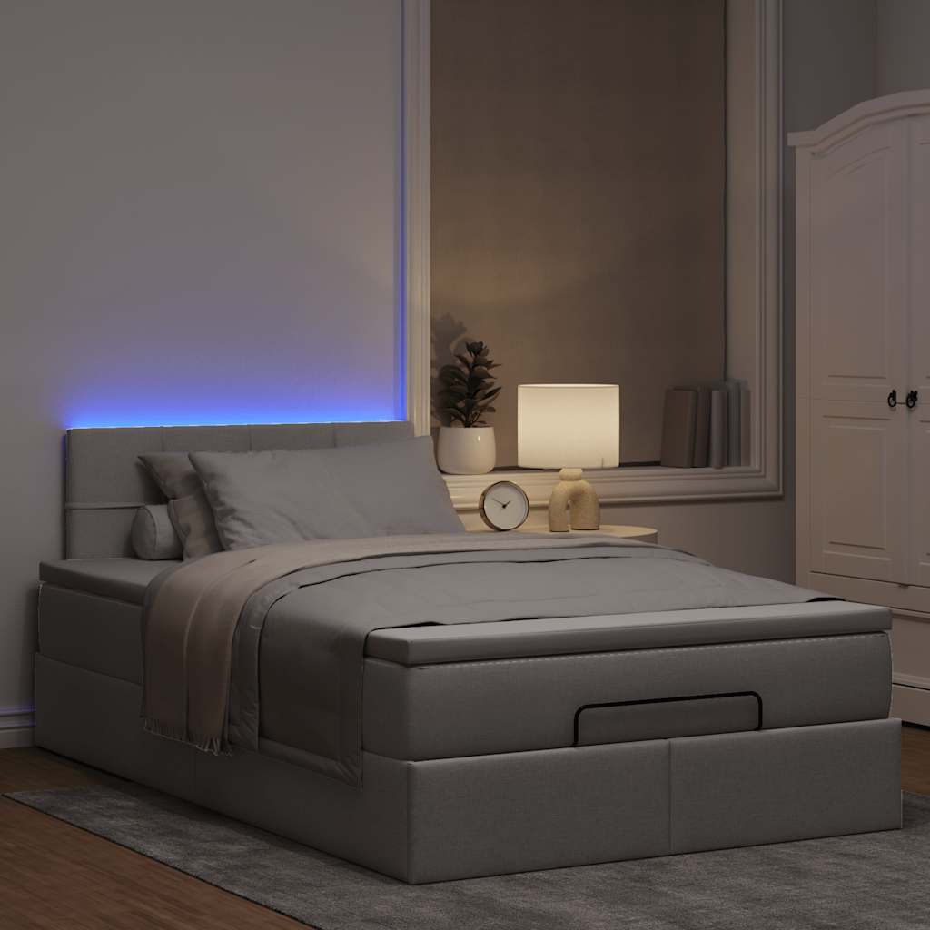 Ottoman-Bett Mit Matratze & Leds Stoff Taupe