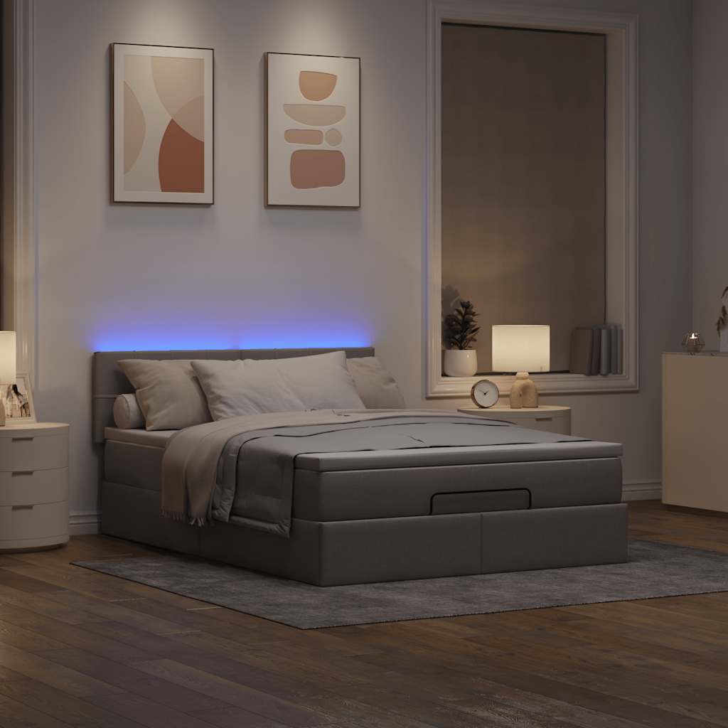 Ottoman-Bett Mit Matratze & Leds Stoff Taupe