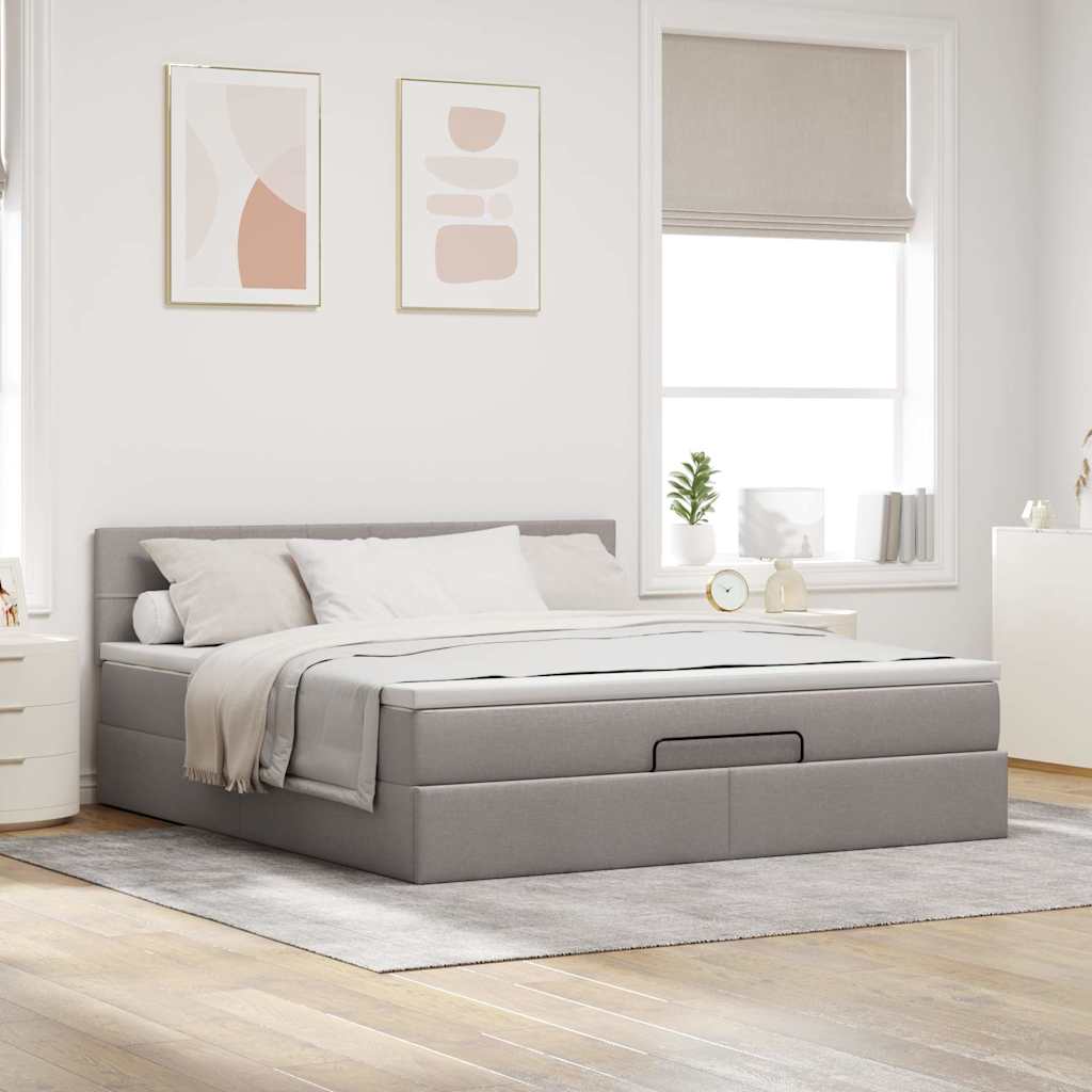 Ottoman-Bett Mit Matratze & Leds Stoff Taupe