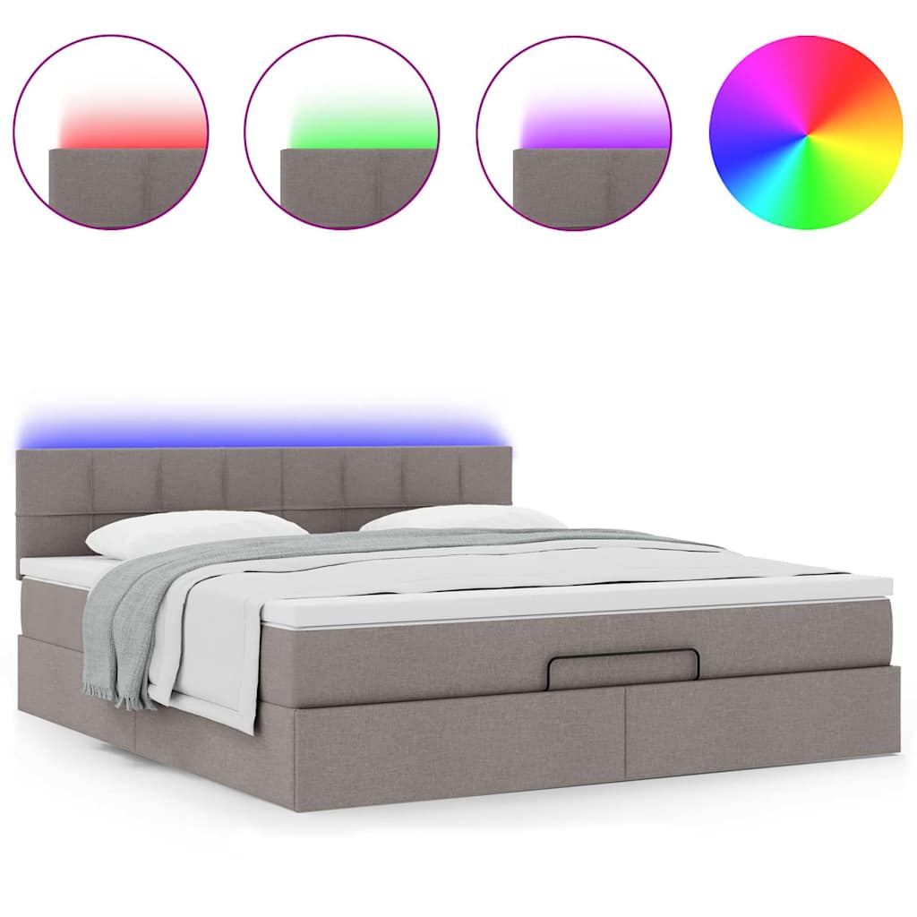 Ottoman-Bett Mit Matratze & Leds Stoff Taupe