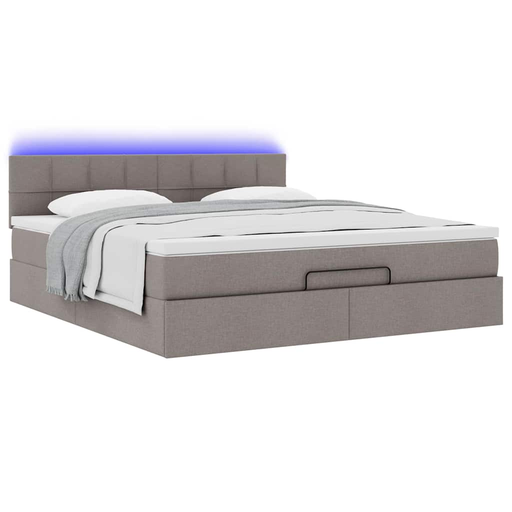 Ottoman-Bett Mit Matratze & Leds Stoff Taupe