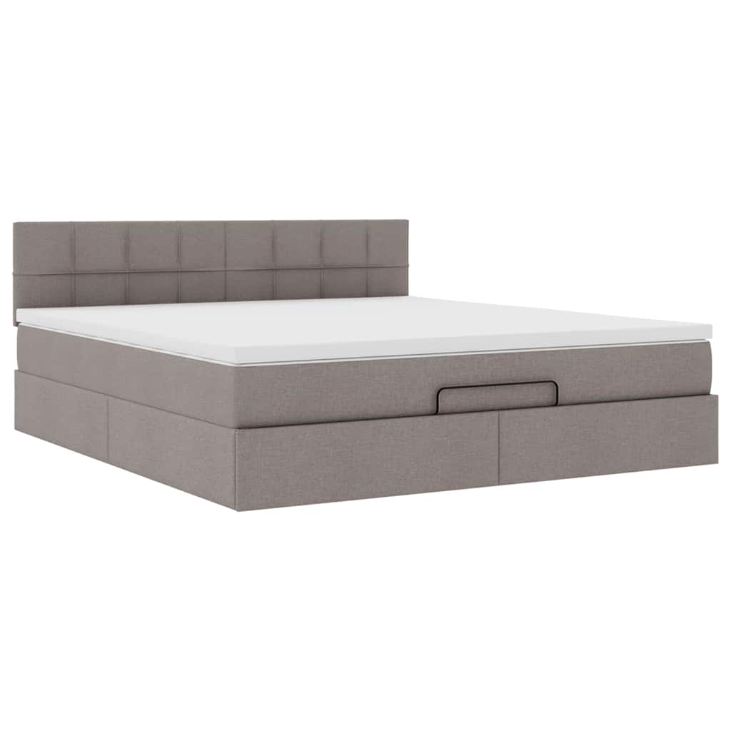 Ottoman-Bett Mit Matratze & Leds Stoff Taupe