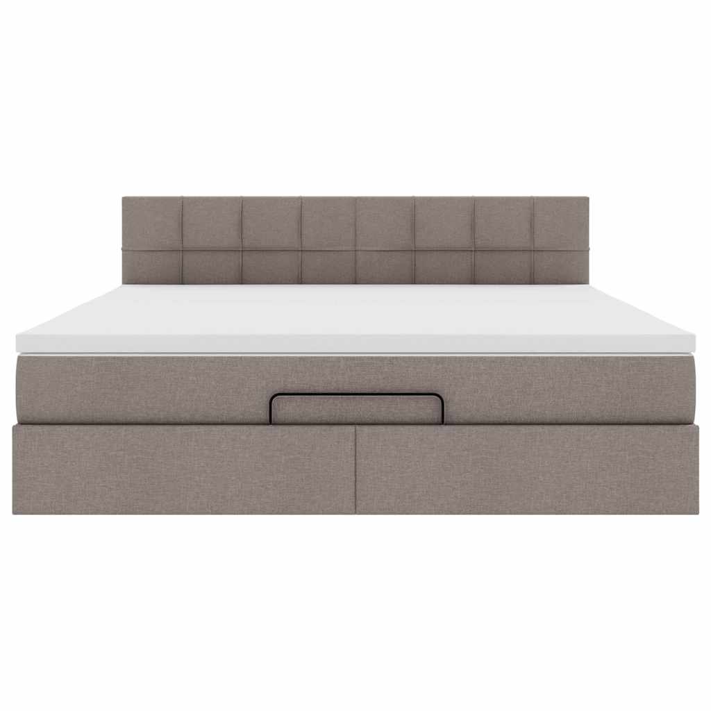 Ottoman-Bett Mit Matratze & Leds Stoff Taupe