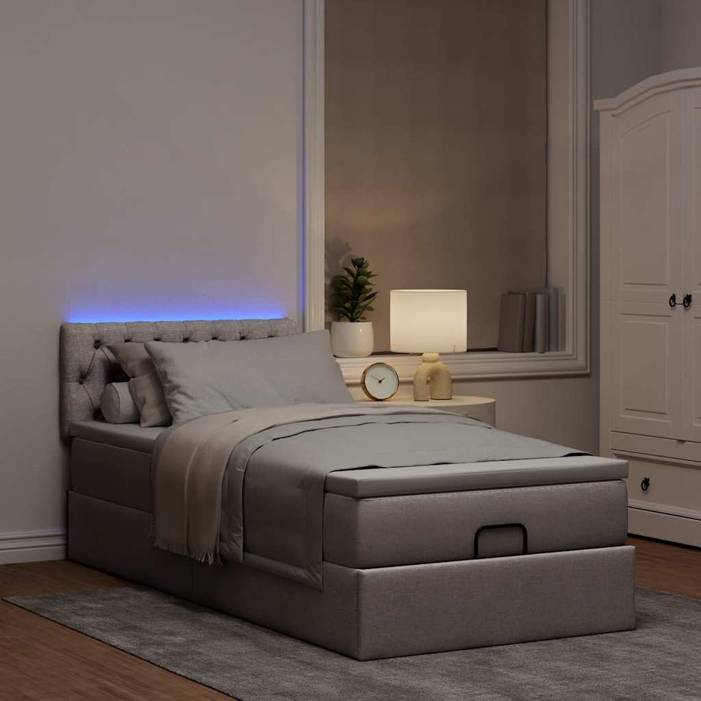 Ottoman-Bett Mit Matratze & Leds Stoff Taupe