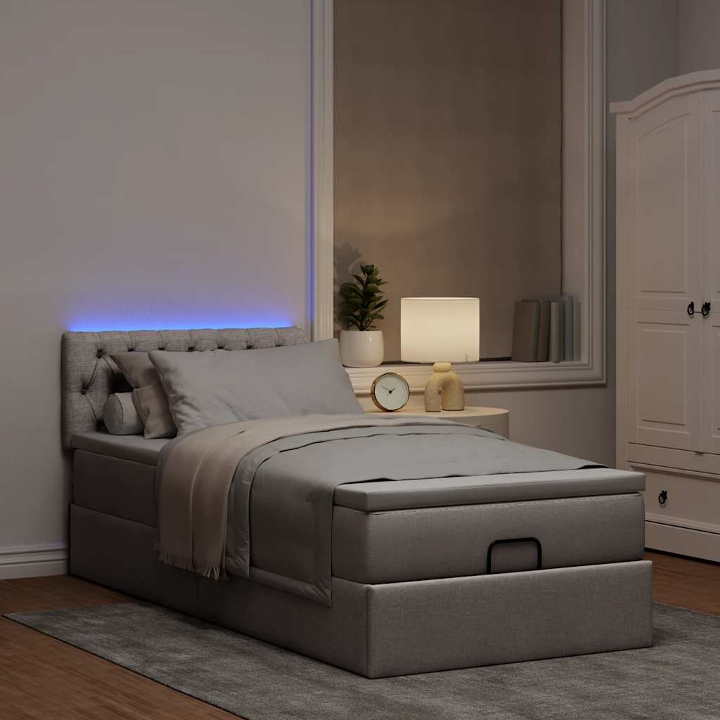 Ottoman-Bett Mit Matratze & Leds Stoff Taupe