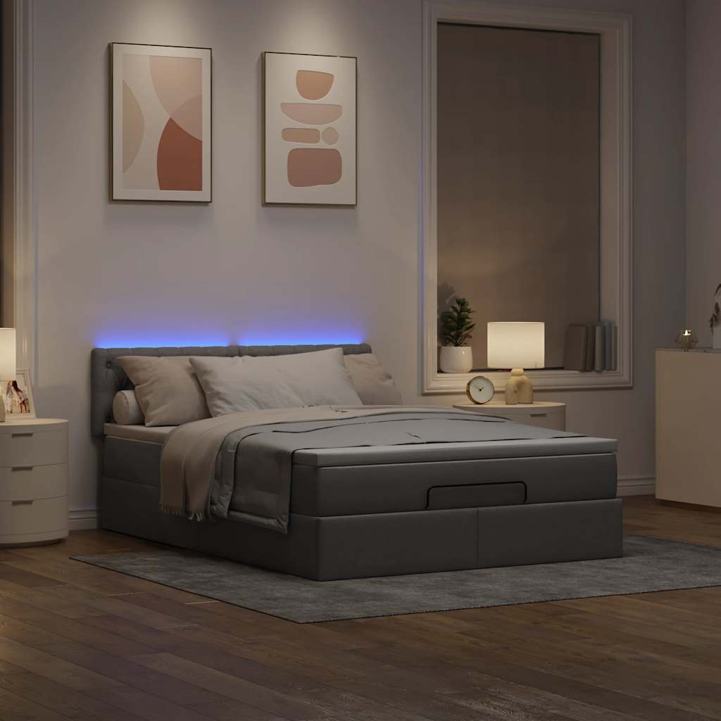 Ottoman-Bett Mit Matratze & Leds Stoff Taupe