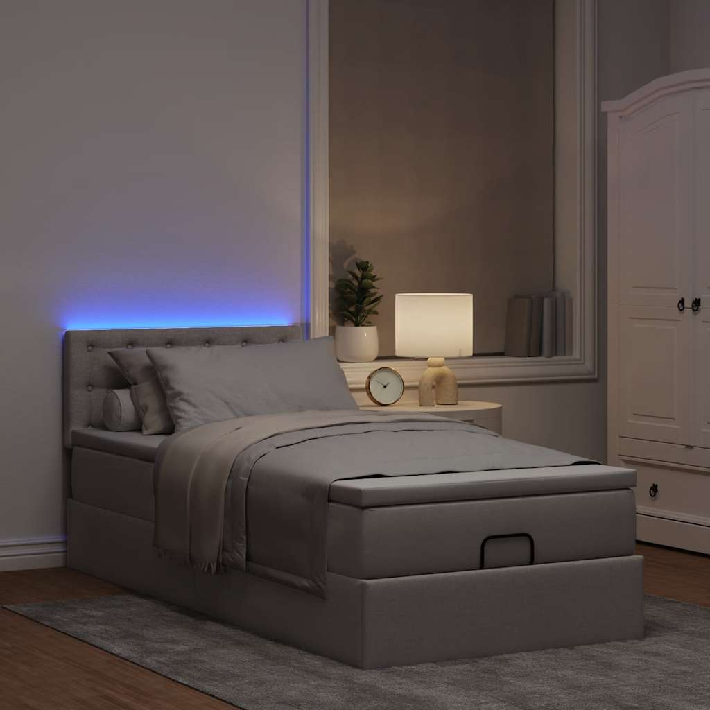 Ottoman-Bett Mit Matratze & Leds Stoff Taupe