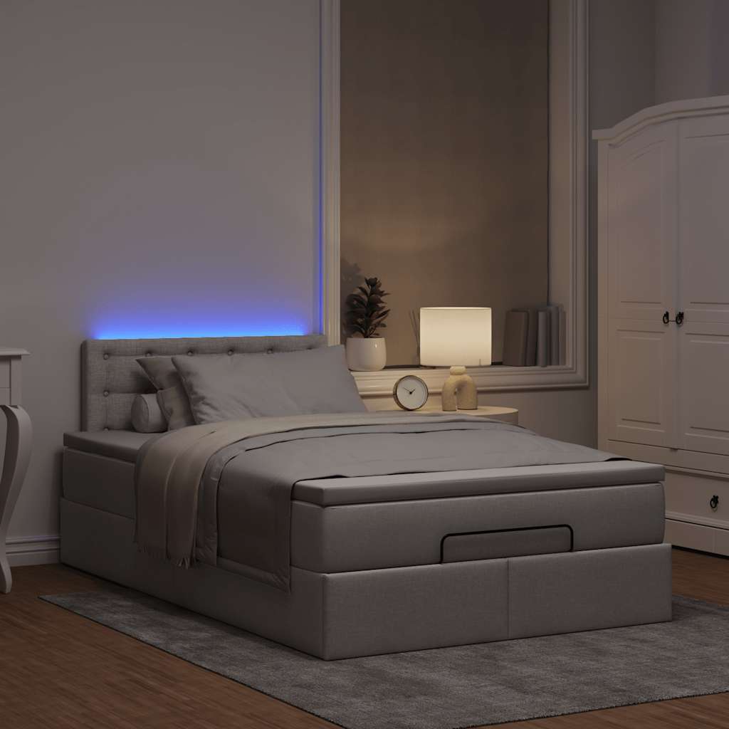 Ottoman-Bett Mit Matratze & Leds Stoff Taupe