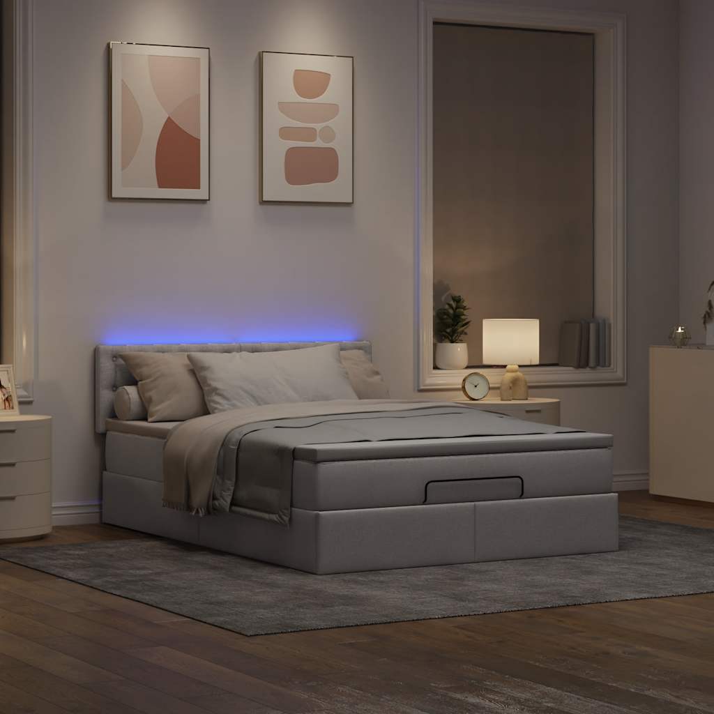 Ottoman-Bett Mit Matratze & Leds Stoff Taupe