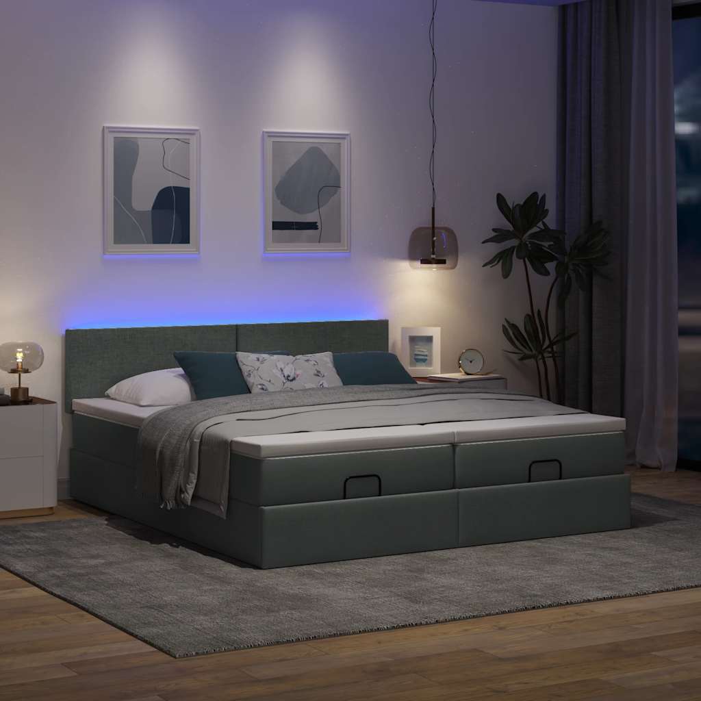 Ottoman-Bett Mit Matratzen & Leds Stoff