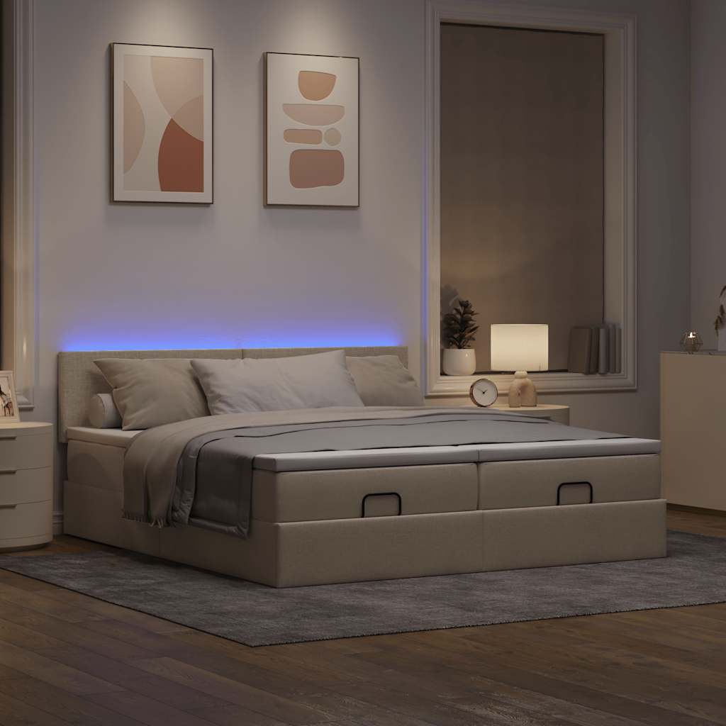 Ottoman-Bett Mit Matratzen & Leds Stoff