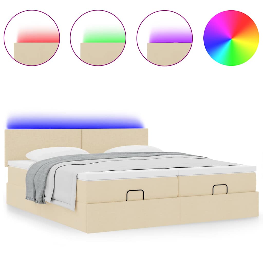 Ottoman-Bett Mit Matratzen & Leds Stoff