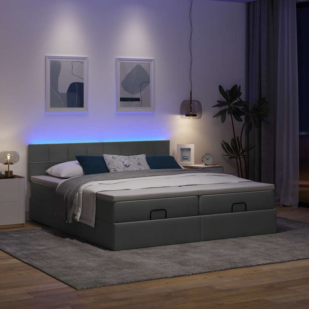 Ottoman-Bett Mit Matratzen & Leds Stoff