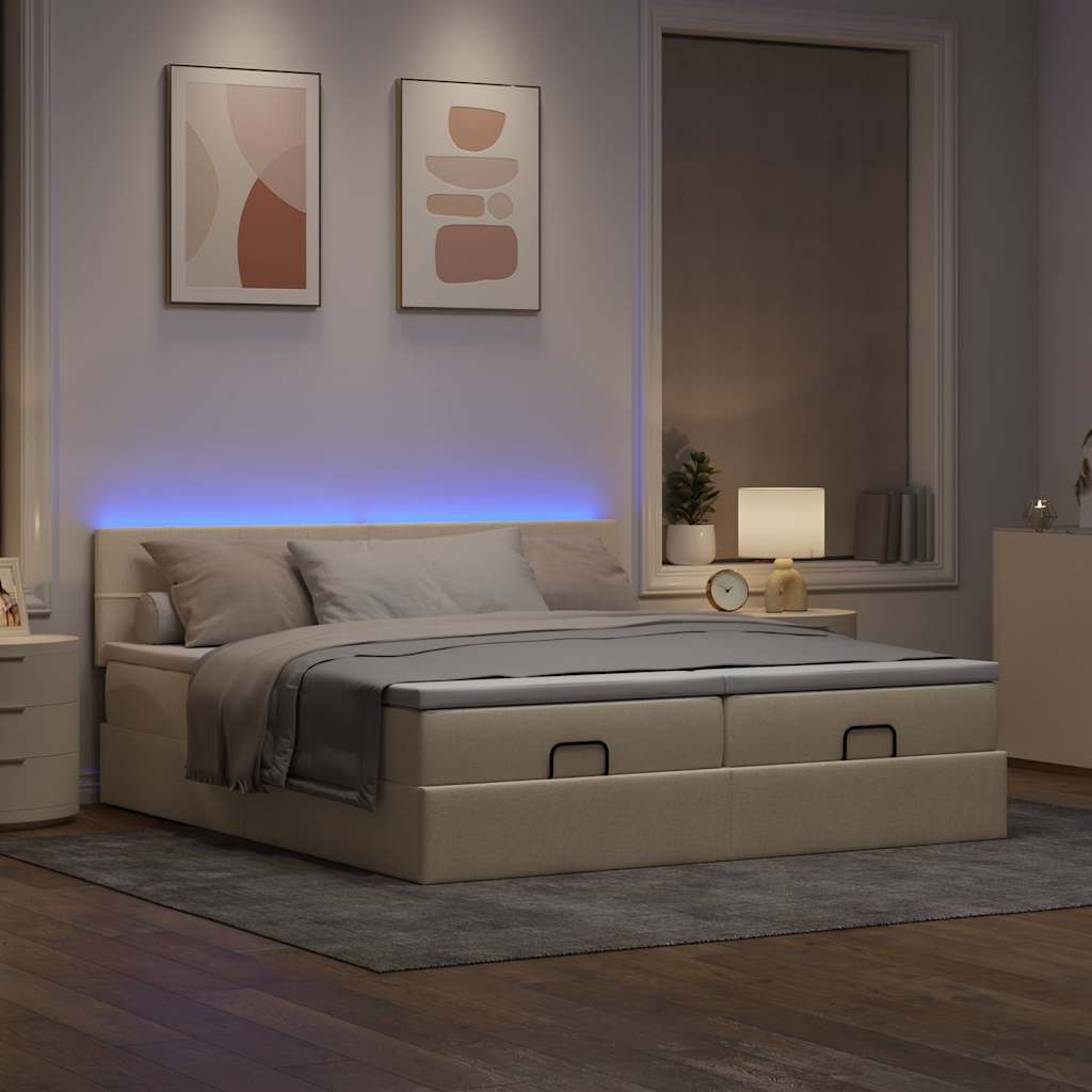 Ottoman-Bett Mit Matratzen & Leds Stoff