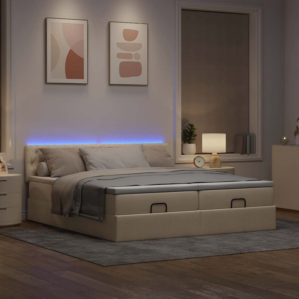 Ottoman-Bett Mit Matratzen & Leds Stoff