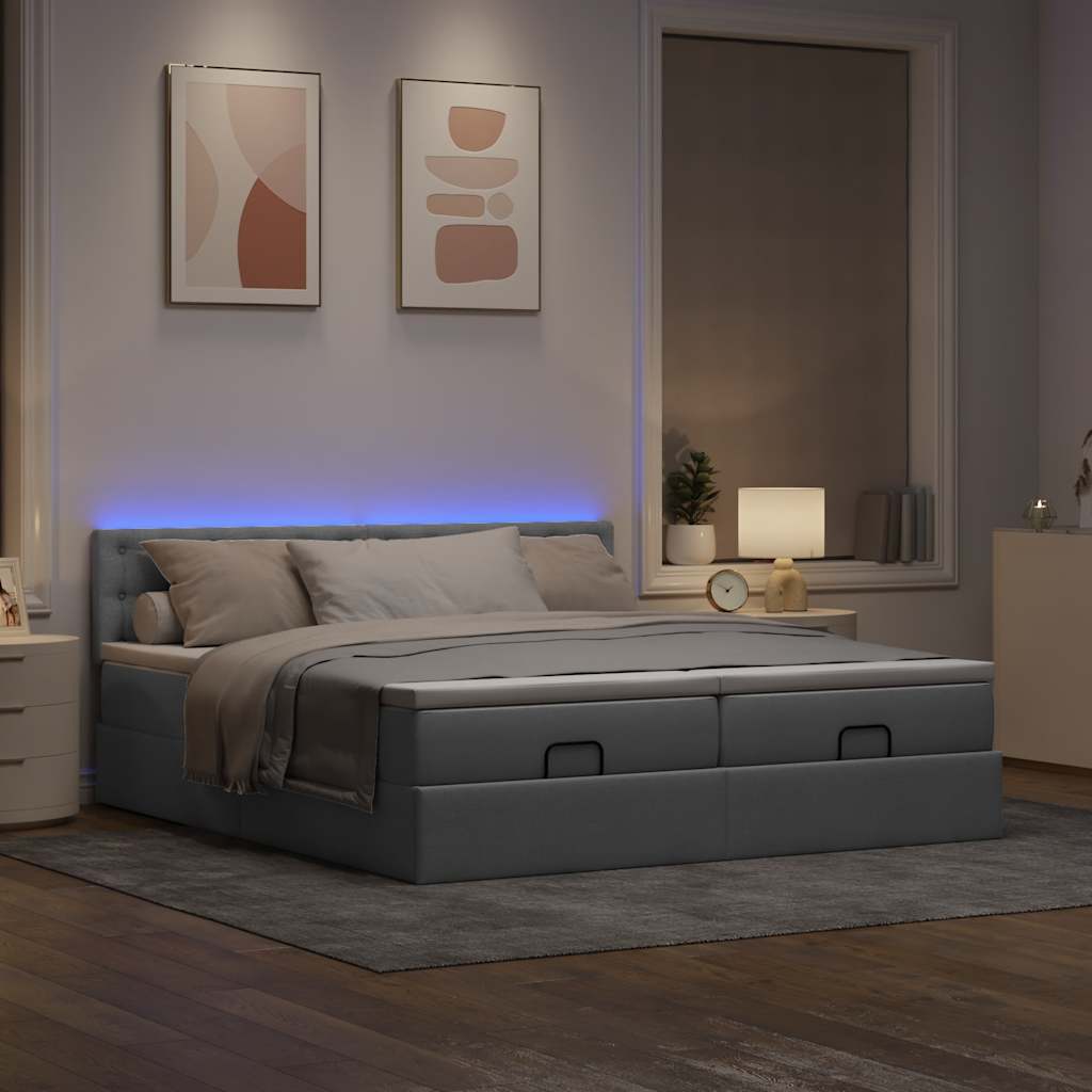 Ottoman-Bett Mit Matratzen & Leds Stoff