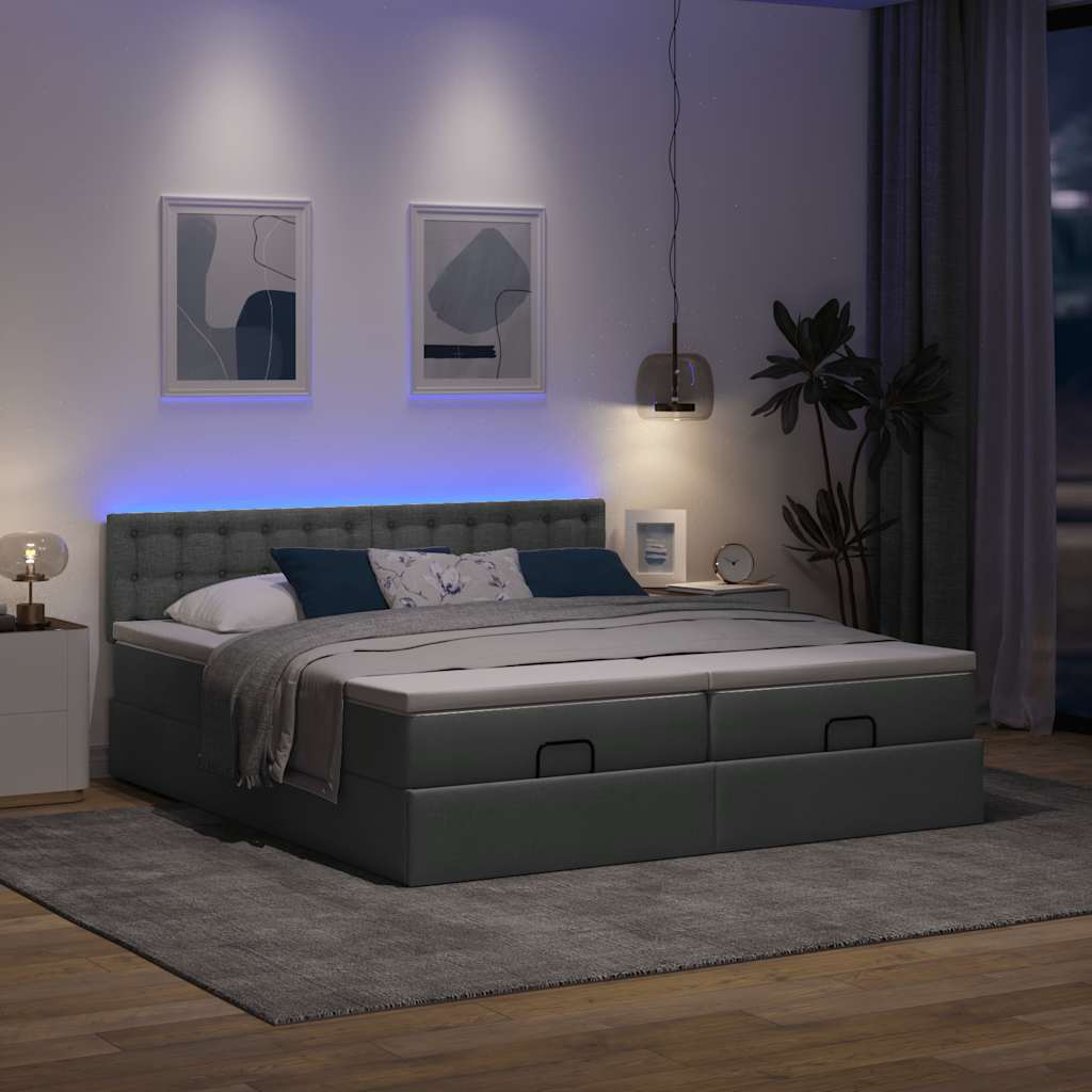 Ottoman-Bett Mit Matratzen & Leds Stoff