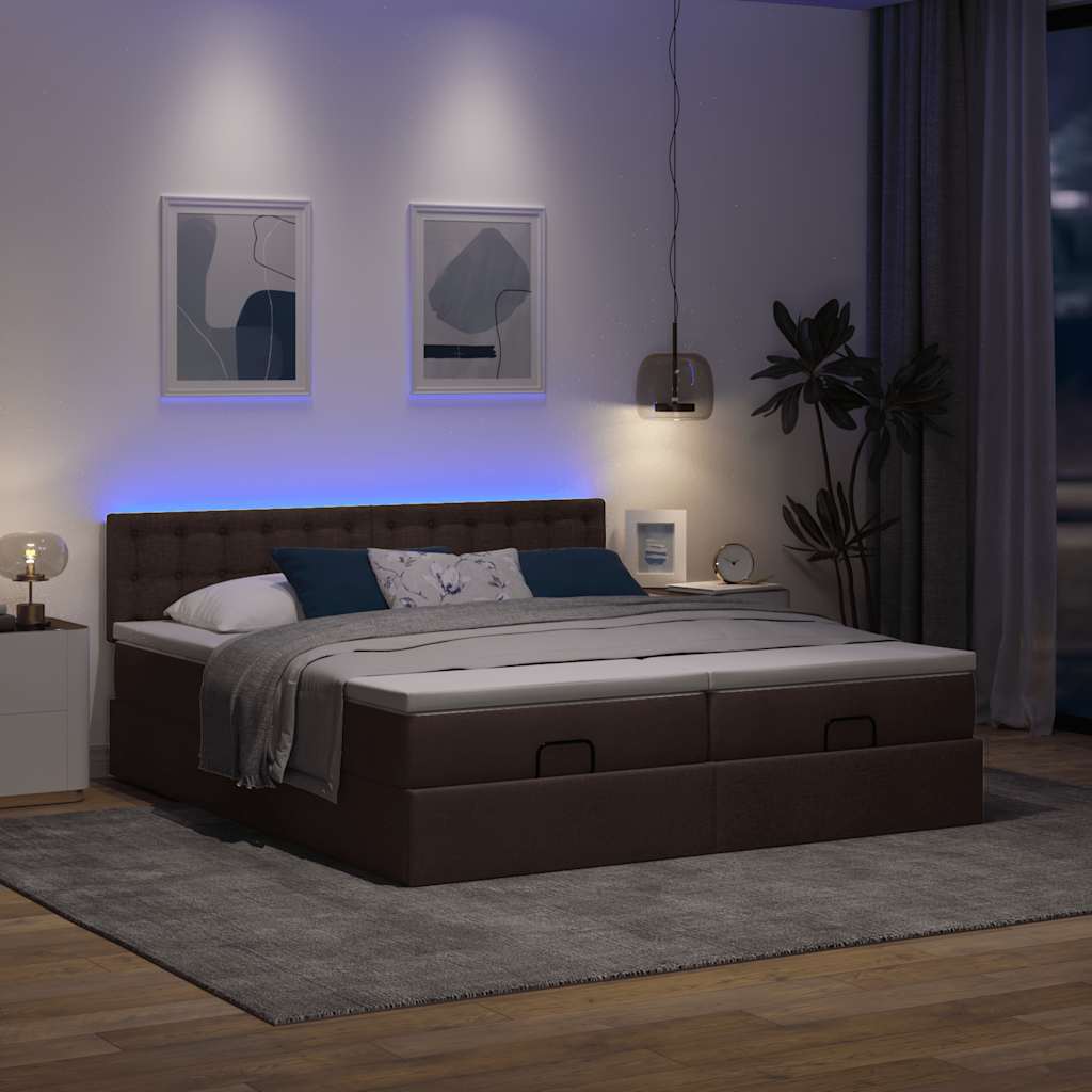 Ottoman-Bett Mit Matratzen & Leds Stoff