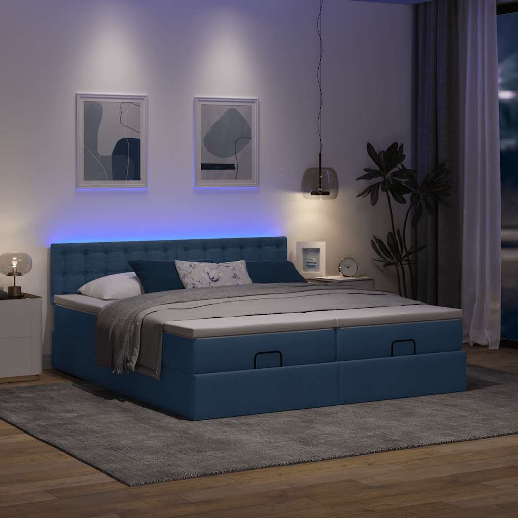 Ottoman-Bett Mit Matratzen & Leds Stoff