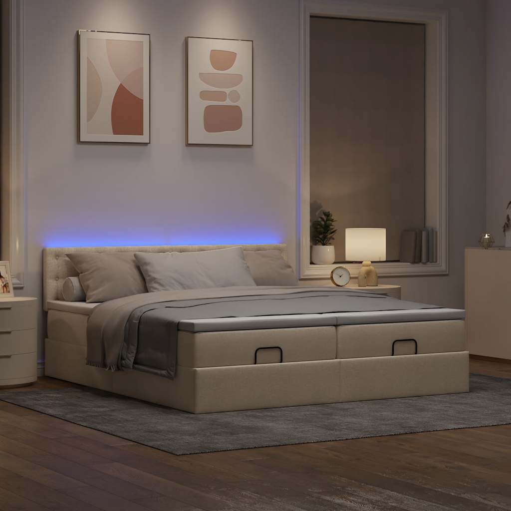 Ottoman-Bett Mit Matratzen & Leds Stoff