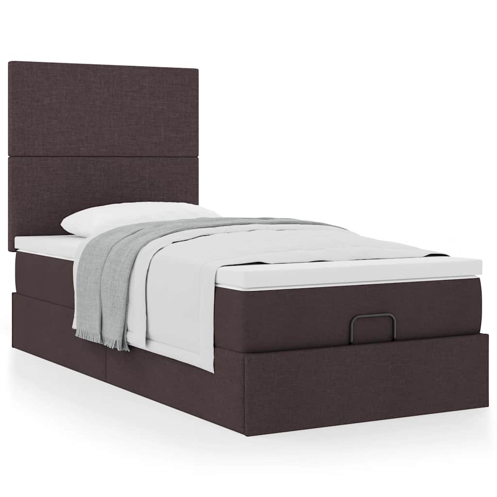 Ottoman-Bett Mit Matratze Stoff Dunkelbraun