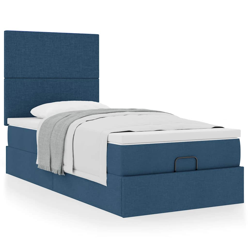 Ottoman-Bett Mit Matratze Stoff Blau